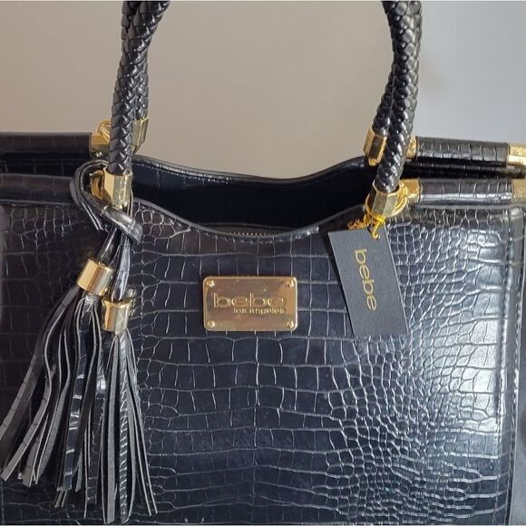 BEBE NATALIE MICRO CROCO  SHOPPER CROSSBODY BAG - Picture 8 of 15